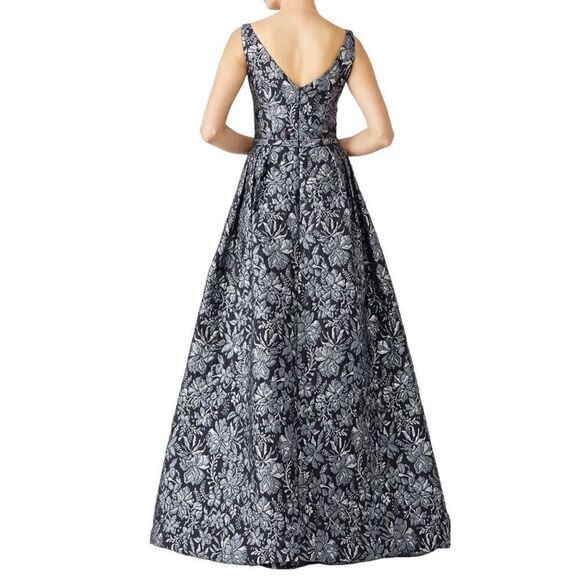 Theia Silver Jacquard Gown Size 0 - Picture 2 of 5